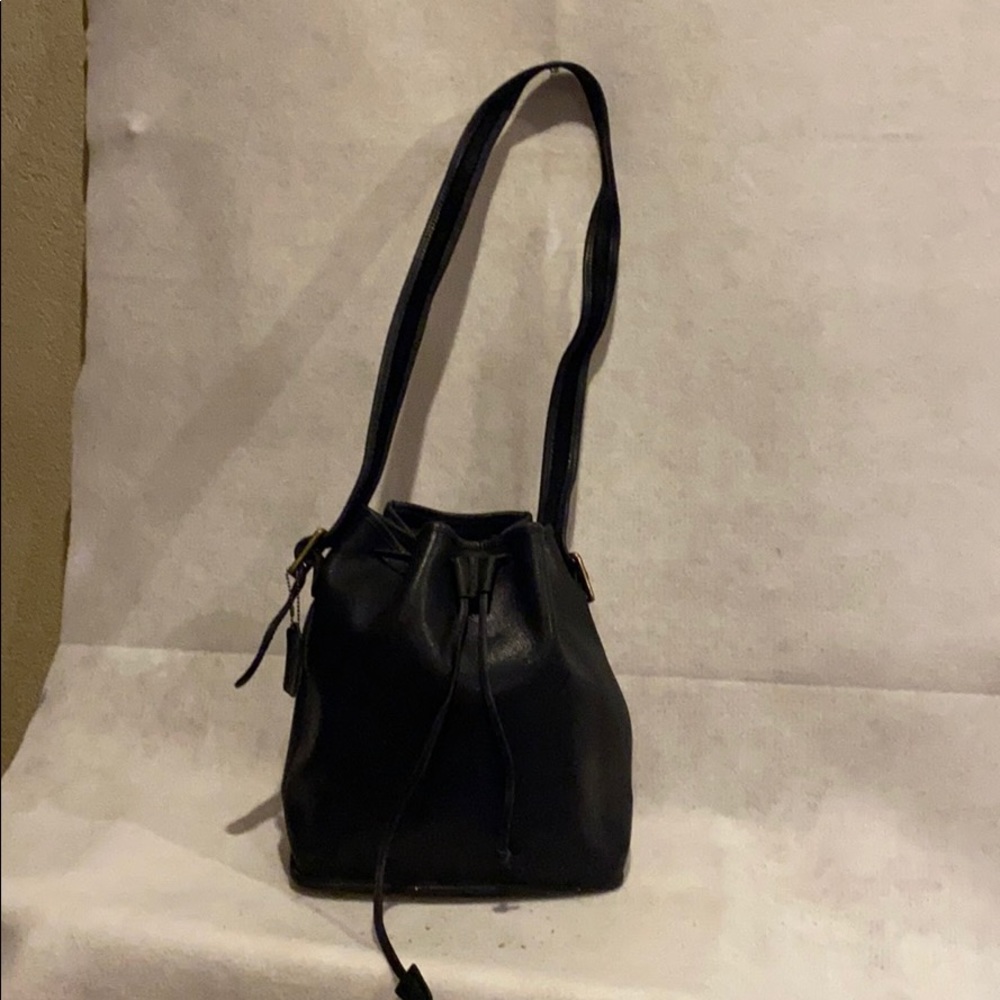 Coach vintage black drawstring large handbag
